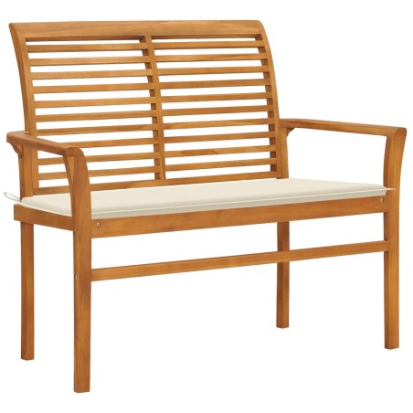 vidaXL Panca da Giardino con Cuscino Crema 112 cm in Legno di Teak