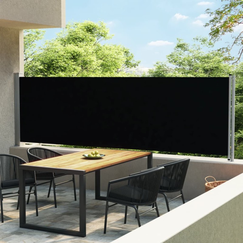 vidaXL Tenda Laterale Retrattile per Patio 140x600 cm Nera vidaXL Tenda Laterale Retrattile per Patio 140x600 cm Nera