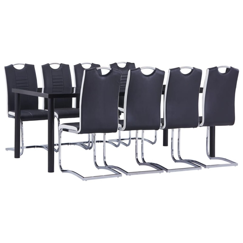 vidaXL Set Sala da Pranzo 9 pz in Similpelle Nero vidaXL Set Sala da Pranzo 9 pz in Similpelle Nero
