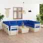 vidaXL Set Divani da Giardino su Pallet 9 pz con Cuscini Legno Abete vidaXL Set Divani da Giardino su Pallet 9 pz con Cuscini Legno Abete