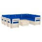 vidaXL Set Divani da Giardino su Pallet 9 pz con Cuscini Legno Abete vidaXL Set Divani da Giardino su Pallet 9 pz con Cuscini Legno Abete
