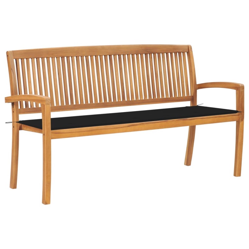 vidaXL Panchina da Giardino Impilabile con Cuscino 159cm Teak Massello vidaXL Panchina da Giardino Impilabile con Cuscino 159cm Teak Massello