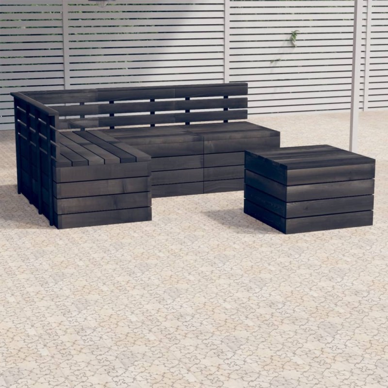 vidaXL Set Divani da Giardino su Pallet 5 pz Legno Pino Grigio Scuro vidaXL Set Divani da Giardino su Pallet 5 pz Legno Pino Grigio Scuro