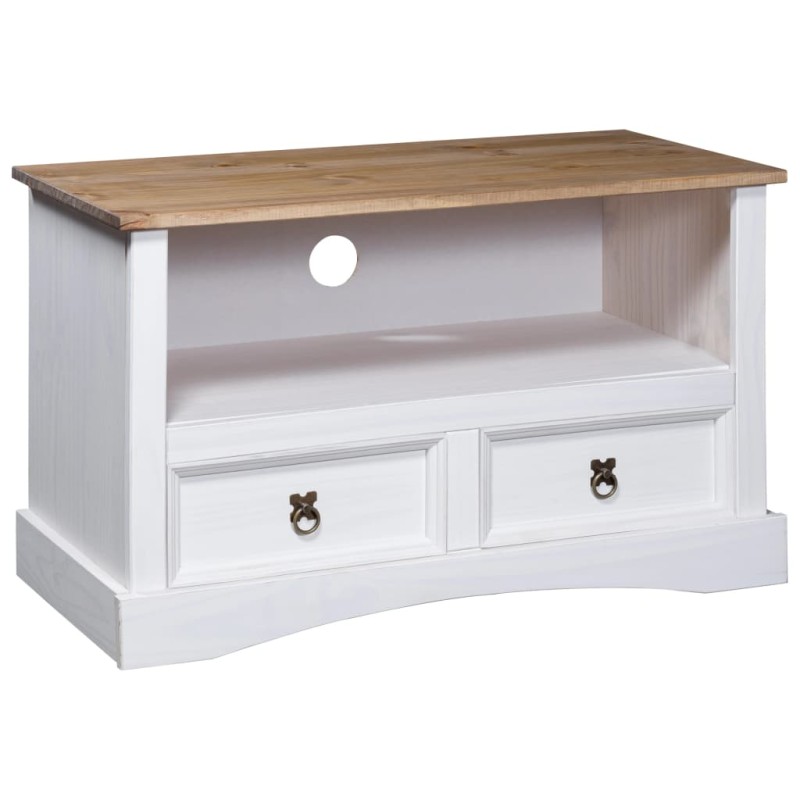 vidaXL Mobile Porta TV Legno Pino Messicano Corona Bianco 91x43x56 cm vidaXL Mobile Porta TV Legno Pino Messicano Corona Bianco 91x43x56 cm
