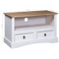 vidaXL Mobile Porta TV Legno Pino Messicano Corona Bianco 91x43x56 cm vidaXL Mobile Porta TV Legno Pino Messicano Corona Bianco 91x43x56 cm