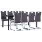 vidaXL Set Sala da Pranzo 9 pz in Similpelle Grigio vidaXL Set Sala da Pranzo 9 pz in Similpelle Grigio