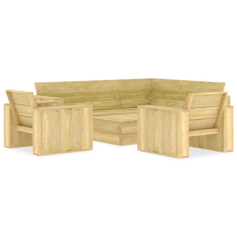 vidaXL Set Divani da Giardino 4 pz in Legno di Pino Impregnato