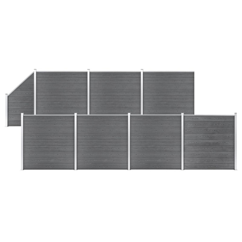 vidaXL Pannelli Recinzione WPC 7 Quadrati 1 Inclinato 1311x186cm Grigi vidaXL Pannelli Recinzione WPC 7 Quadrati 1 Inclinato 1311x186cm Grigi