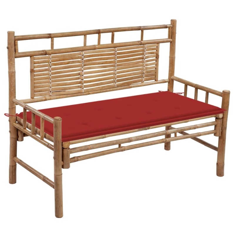 vidaXL Panca da Giardino con Cuscino 120 cm in Bambù vidaXL Panca da Giardino con Cuscino 120 cm in Bambù