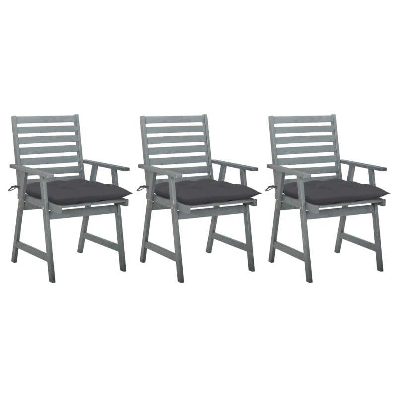 vidaXL Sedie da Pranzo da Esterni con Cuscini 3 pz Massello di Acacia vidaXL Sedie da Pranzo da Esterni con Cuscini 3 pz Massello di Acacia
