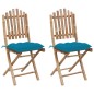 vidaXL Sedie da Giardino Pieghevoli 2 pz con Cuscini in Bambù vidaXL Sedie da Giardino Pieghevoli 2 pz con Cuscini in Bambù