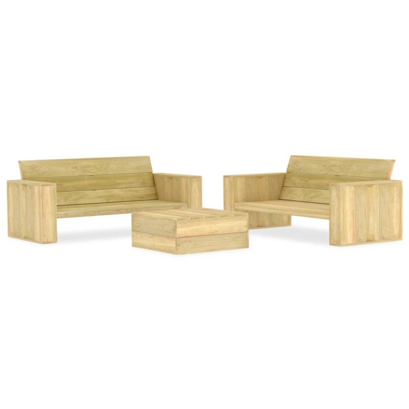 vidaXL Set Divani da Giardino 3 pz in Legno di Pino Impregnato
