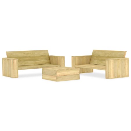 vidaXL Set Divani da Giardino 3 pz in Legno di Pino Impregnato