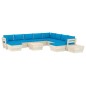 vidaXL Set Divani da Giardino su Pallet 12 pz con Cuscini Legno Abete 