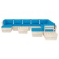 vidaXL Set Divani da Giardino su Pallet 12 pz con Cuscini Legno Abete 