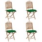 vidaXL Set da Pranzo da Giardino 5 pz Pieghevole con Cuscini in Bambù vidaXL Set da Pranzo da Giardino 5 pz Pieghevole con Cuscini in Bambù