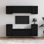 Mobili Porta TV 6 pz Neri in Legno Massello di Pino Mobili Porta TV 6 pz Neri in Legno Massello di Pino