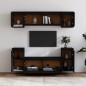 Mobili Porta TV 6 pz Neri in Legno Massello di Pino Mobili Porta TV 6 pz Neri in Legno Massello di Pino