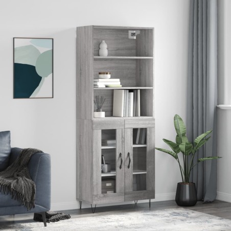 vidaXL Credenza Grigio Sonoma 69,5x34x180 cm in Legno Multistrato
