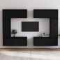 Mobili Porta TV 6 pz Neri in Legno Massello di Pino Mobili Porta TV 6 pz Neri in Legno Massello di Pino