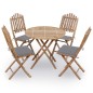 vidaXL Set da Pranzo da Giardino 5 pz Pieghevole con Cuscini in Bambù vidaXL Set da Pranzo da Giardino 5 pz Pieghevole con Cuscini in Bambù
