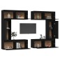 Mobili Porta TV 6 pz Neri in Legno Massello di Pino Mobili Porta TV 6 pz Neri in Legno Massello di Pino