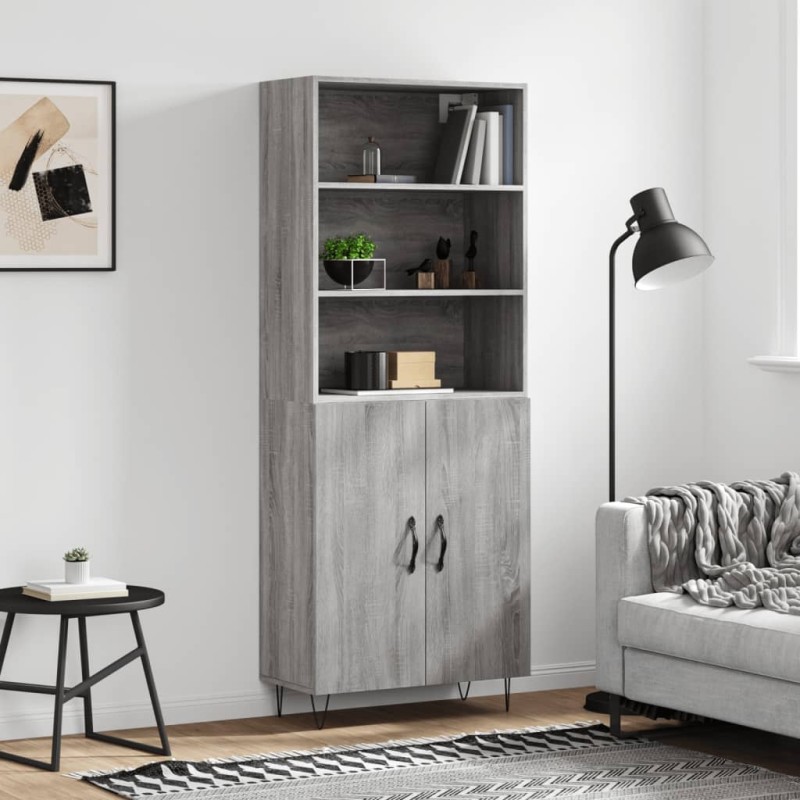 vidaXL Credenza Grigio Sonoma 69,5x34x180 cm in Legno Multistrato vidaXL Credenza Grigio Sonoma 69,5x34x180 cm in Legno Multistrato