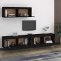 Mobili Porta TV 3 pz Neri in Legno Massello di Pino Mobili Porta TV 3 pz Neri in Legno Massello di Pino