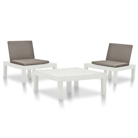 vidaXL Set Divani da Giardino 3 pz in Plastica Bianca