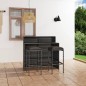vidaXL Set Bar da Giardino 3 pz con Cuscini Grigio vidaXL Set Bar da Giardino 3 pz con Cuscini Grigio