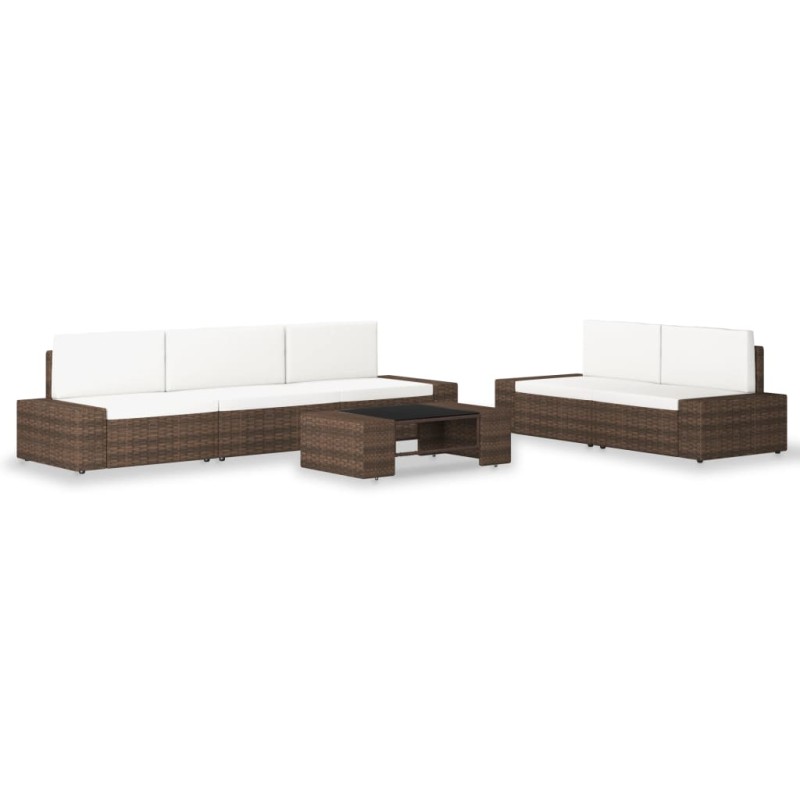 vidaXL Set Divani da Giardino 6 pz in Polyrattan Marrone vidaXL Set Divani da Giardino 6 pz in Polyrattan Marrone