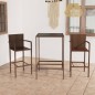 vidaXL Set da Bar da Giardino 3 pz in Polyrattan Marrone vidaXL Set da Bar da Giardino 3 pz in Polyrattan Marrone