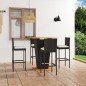 vidaXL Set da Bar da Giardino 5 pz con Cuscini in Polyrattan Nero vidaXL Set da Bar da Giardino 5 pz con Cuscini in Polyrattan Nero