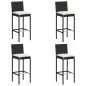 vidaXL Set da Bar da Giardino 5 pz con Cuscini in Polyrattan Nero vidaXL Set da Bar da Giardino 5 pz con Cuscini in Polyrattan Nero
