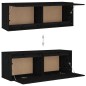 Mobili Porta TV 4 pz Neri in Legno Massello di Pino Mobili Porta TV 4 pz Neri in Legno Massello di Pino