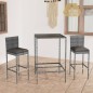vidaXL Set da Bar da Giardino 3 pz con Cuscini in Polyrattan Grigio vidaXL Set da Bar da Giardino 3 pz con Cuscini in Polyrattan Grigio