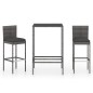 vidaXL Set da Bar da Giardino 3 pz con Cuscini in Polyrattan Grigio vidaXL Set da Bar da Giardino 3 pz con Cuscini in Polyrattan Grigio