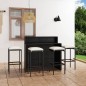 vidaXL Set da Bar da Giardino 5 pz con Cuscini Nero vidaXL Set da Bar da Giardino 5 pz con Cuscini Nero