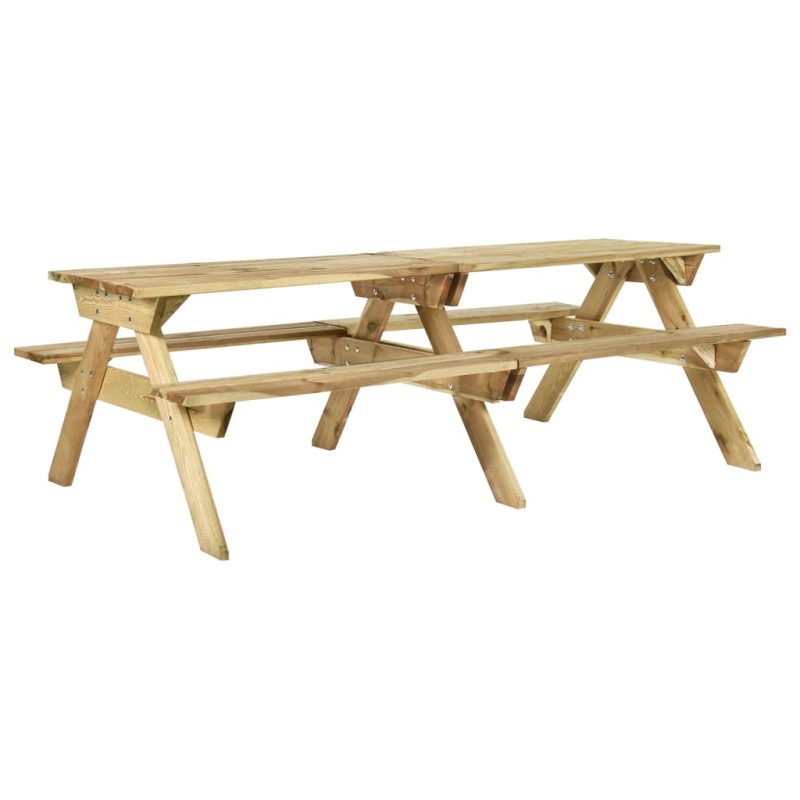 Tavolo da Picnic con Panche 220x122x72 cm in Pino Impregnato Tavolo da Picnic con Panche 220x122x72 cm in Pino Impregnato