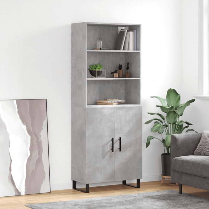 vidaXL Credenza Grigio Cemento 69,5x34x180 cm in Legno Multistrato vidaXL Credenza Grigio Cemento 69,5x34x180 cm in Legno Multistrato