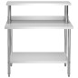 vidaXL Tavolo Lavoro Cucina con Mensola 120x60x120 cm in Acciaio Inox