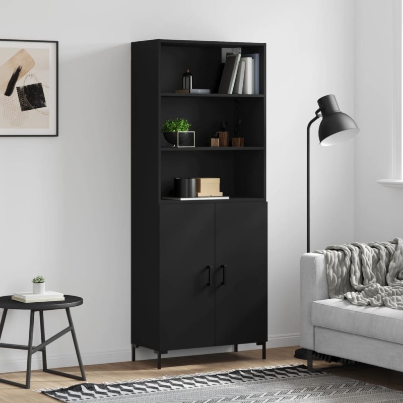 vidaXL Credenza Nera 69,5x34x180 cm in Legno Multistrato vidaXL Credenza Nera 69,5x34x180 cm in Legno Multistrato