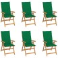 vidaXL Sedie da Giardino 6 pz con Cuscini Verdi Massello di Teak vidaXL Sedie da Giardino 6 pz con Cuscini Verdi Massello di Teak