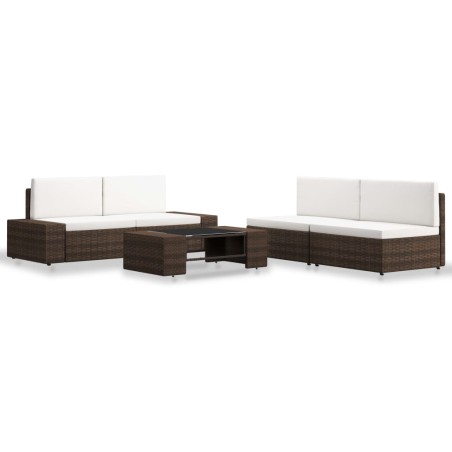 vidaXL Set Divani da Giardino 5 pz in Polyrattan Marrone