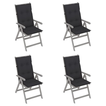 vidaXL Sedie da Giardino Reclinabili 4 pz con Cuscini Massello Acacia