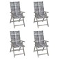 vidaXL Sedie da Giardino Reclinabili 4 pz con Cuscini Massello Acacia vidaXL Sedie da Giardino Reclinabili 4 pz con Cuscini Massello Acacia