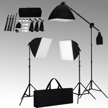 vidaXL Kit Studio Fotografico con Luci Softbox e Fondale