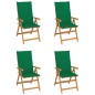 vidaXL Sedie Giardino 4 pz con Cuscini Verdi in Massello di Teak vidaXL Sedie Giardino 4 pz con Cuscini Verdi in Massello di Teak