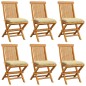 vidaXL Sedie da Giardino con Cuscini Crema 6 pz in Massello di Teak vidaXL Sedie da Giardino con Cuscini Crema 6 pz in Massello di Teak