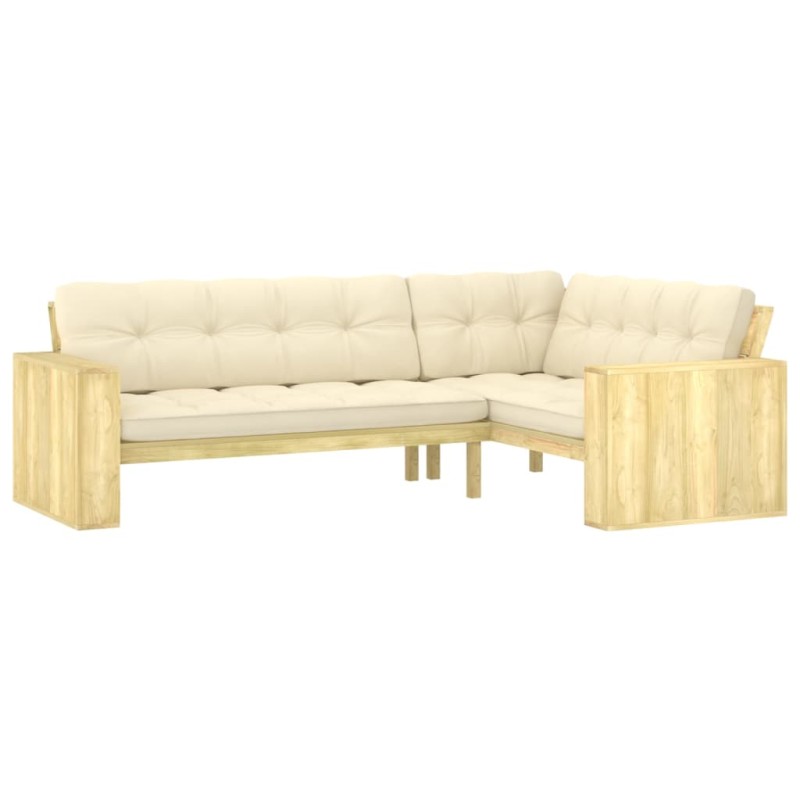 vidaXL Panca Angolare Giardino e Cuscini 239 cm Legno Pino Impregnato vidaXL Panca Angolare Giardino e Cuscini 239 cm Legno Pino Impregnato
